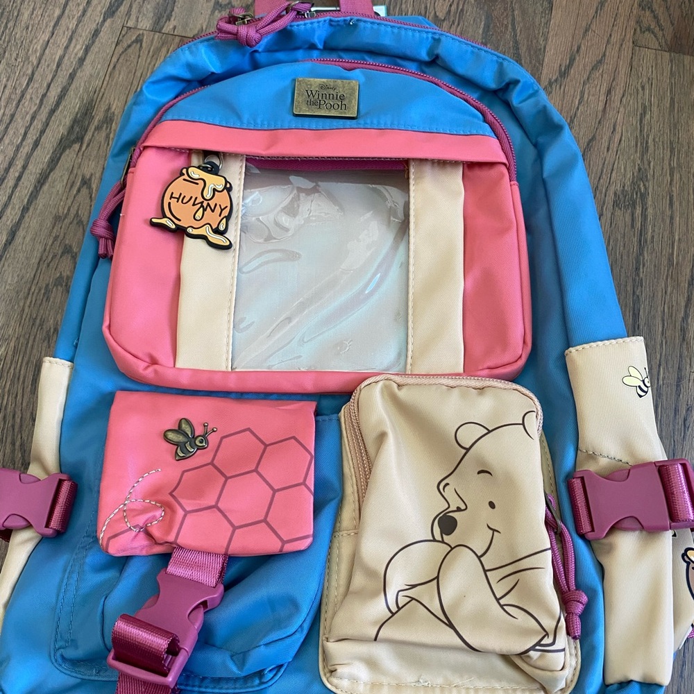 Bioworld Blue and Pink Winnie the Pooh Backpack